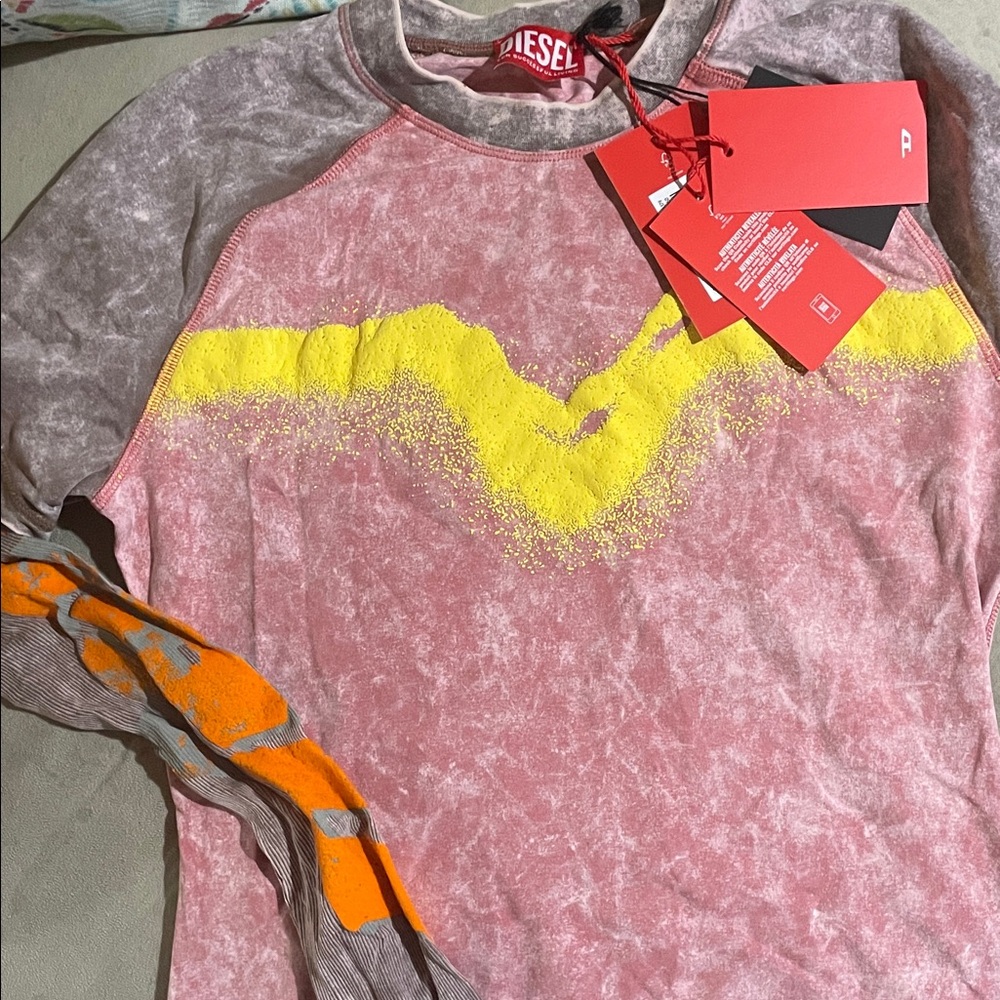 Diesel Pink Sweatshirt with Yellow and Orange Accents